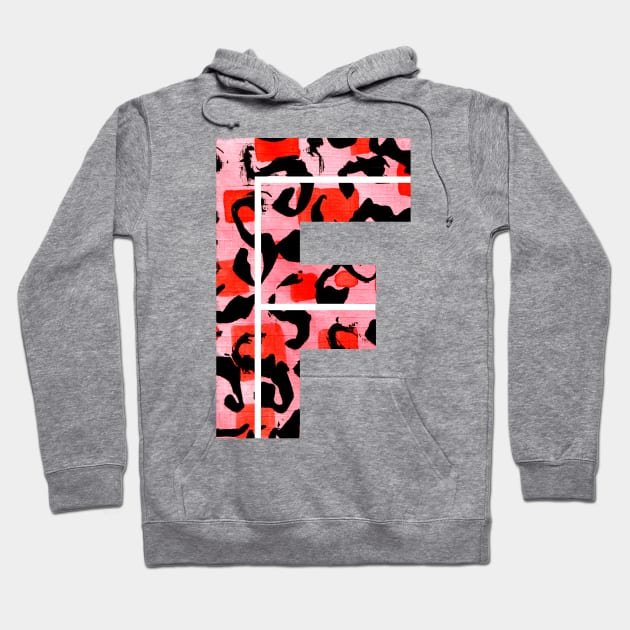 Letter F Watercolour Leopard Print Alphabet Red Hoodie by Squeeb Creative